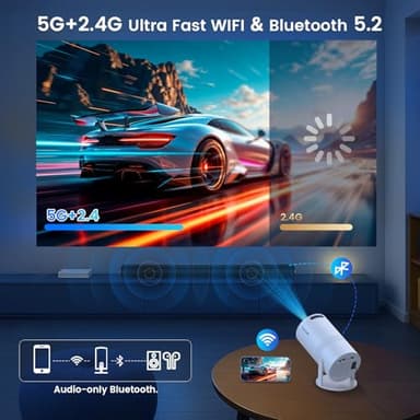 Mini Portable Projector with WiFi and Bluetooth,Support Movie Projector 1080P HD,Auto Keystone Correction,180° Rotatable,Compatible with TV Stick, HDMI, USB, Smartphone, Laptop (White 1) - Image 5