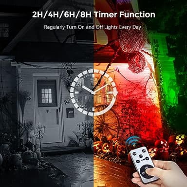 SURAIELEC Halloween Spotlight Outdoor, Remote Control LED Spotlights with Timer, Plug in Yard Spotlight for Trees, Garden Holiday Decor, Red Green Yellow Warm Glow, Waterproof, 10FT Cord, 2 Pack - Image 3