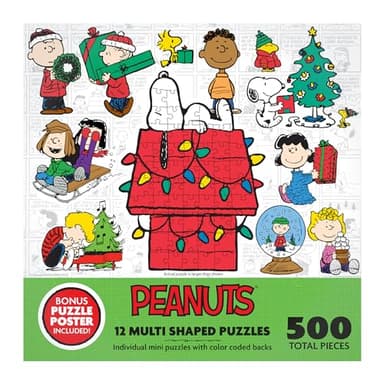 RoseArt - Mini Shaped Multipack - Peanuts Holiday Friends - 500 Piece Jigsaw Puzzle for Adults - Image 1