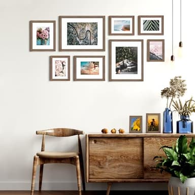 KINLINK 12x16 Picture Frame Rustic brown, Solid Wood Frames with Acrylic Plexiglass for Pictures 11x14/9x12 with Mat or 12x16 without Mat,Wall Display Photo Frame, Set of 4 - Image 4