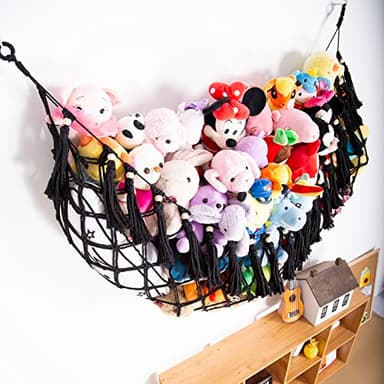 YKBU Large Stuffed Animal Net or Hammock Macrame Toy Display Plush Toy Holder Wall Hanging Net for Stuffed Animal Storage_Black - Image 8