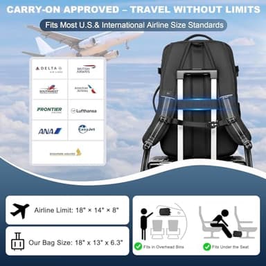 Vacuum Backpack Travel – 60L Expandable Vacpack Backpack with Vacuum Pump/TSA Lock/Laptop Compartment (Fits 17"), Water-Resistant Compression Bag for Flight & Business (Grey) - Image 7