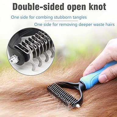 Undercoat Rake for Dogs, Long Tooth Dog Grooming Rake + Deshedding Brush Comb, Dematting Tool Set Pet Beauty Brushes for Grooming Middle Large Dog Longhair Cat Horse, German Shepherd Comb Husky Brush - Image 6