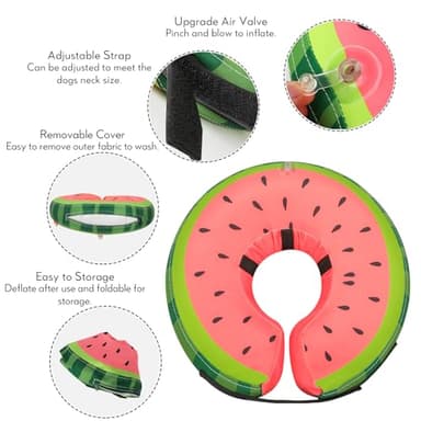 Dog Cone Collar for Small Medium Large Dogs for After Surgery, Pet Inflatable Neck Donut Collar Soft Protective Recovery Cone for Dogs and Cats - Alternative E Collar Does not Block Vision - Red,XL - Image 7