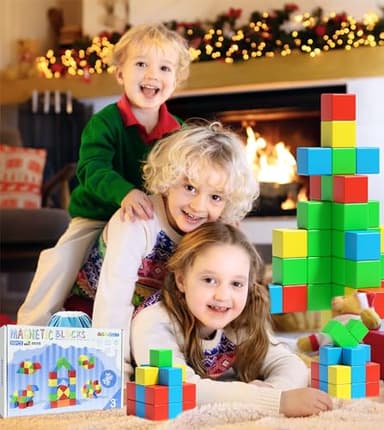 Asago Magnetic Blocks for Toddlers, Kids Building Toys, Creative Stacking Colorful Sensory Block with Magnet, Educational Construction Cubes Set for Boys Girls Children Ages 3 4 5 6 7 8 Year - Image 9
