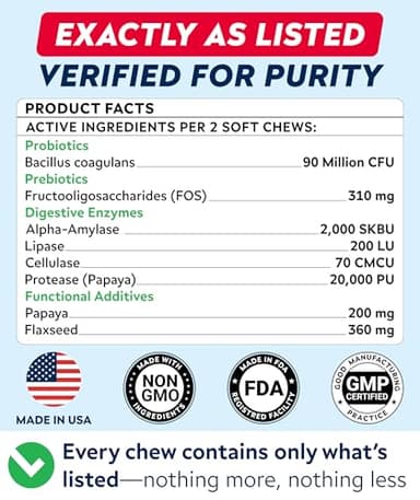 STRELLALAB Dog Probiotics for Digestive Health & Enzymes - Diarrhea, Gas, Upset Stomach Relief & Season Allergy - Pet Probiotics for Dogs- Chews for Digestion - Gut Health for Dogs (60Ct) - Image 8