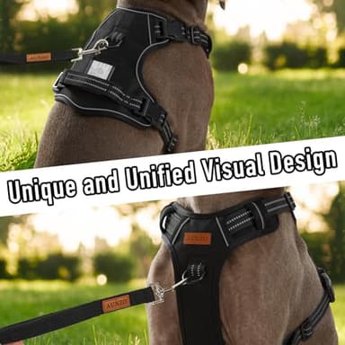 AUNZO Dog Harness Medium Sized Dog, No Pull Pet Harness with Metal Front Clip Control, Adjustable Dog Vest for Easy Walking, Breathable Oxford Material, Reflective Strips, Black, M - Image 2