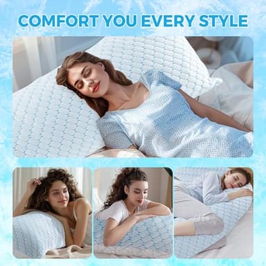 Bafode Body Pillow for Women, Cooling Body Pillow for Adults, Memory Foam Pillows for Side Sleeper, Adjustable Large Body with Pillow Pillowcase, Firm Bed Pillow (White, 20x54) - Image 6