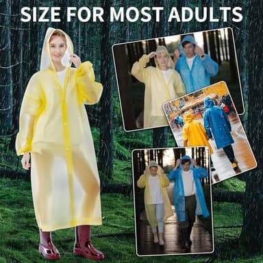 RAYGARD Disposable Rain Ponchos for Adults, Emergency Panchos with Hood and Elastic Sleeve for Travelling Outdoor in Yellow - Image 2