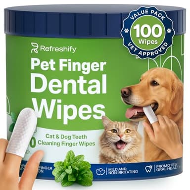 Dog Teeth Cleaning Wipes - 100 Value Pack - Fresh Mint Dog Dental Wipes, Vet Formulated Pet Teeth Cleaning Finger Wipes for Dogs & Cats – Effective Dog Teeth Cleaning, Plaque & Tartar Solution - Image 1