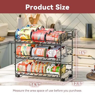 SUFAUY 3 Tier Can Organizer for Pantry, Holds 36 Cans, Heavy Duty Metal, Black - Image 4