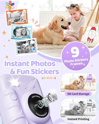 TIATUA Kids Camera Instant Print for Girls Ages 3-14, 3-inch HD Screen Camera for Kids with Printing Paper, 1080P Digital Toddler Toys for 4 5 6 7 8 9 10 11 12 Years Old (Purple) - Image 3
