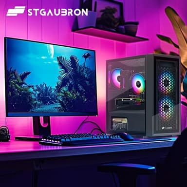 STGAubron Gaming PC Computer Desktop, Intel i7 Xeon E5, Radeon RX 550 4G, 16GB RAM, 512GB SSD, WiFi, BT 5.0, RGB Fan x3, Windows 11 Home, Gaming Computer Tower for Gamer,Streaming - Image 4