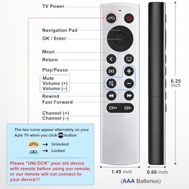 Replacement for Apple-TV-4K-Remote, Remote Control for Apple TV 4K/HD (NOT Siri and Voice) - Image 4
