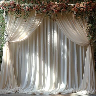 10x10ft Wrinkle Free Ivory Backdrop Curtain for Parties Soft Fabric Drapes Wedding Ivory Curtain Backdrop for Birthday Party Decorations Background for Photography 5x10ft,2 Panels - Image 8