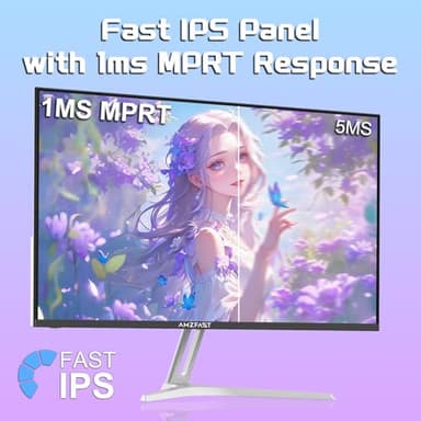 Amzfast 24 Inch Gaming Monitor 200Hz FHD 1080p Fast IPS Computer Monitor, 110% sRGB 1ms HDR Support Adaptive Sync, Eye Care VESA Mount HDMI 2.0 | Display Port 1.4 White Monitor, G24X1W - Image 3