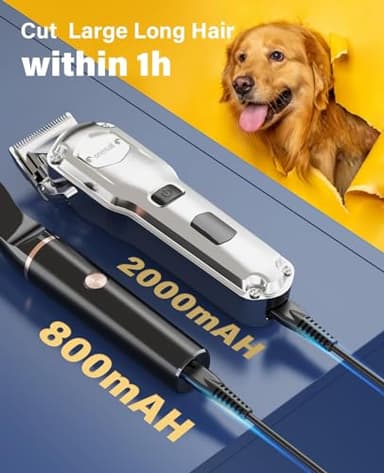 oneisall Dog Grooming Kit for Heavy Thick Hair&Coats/Low Noise Rechargeable Cordless Waterproof Dog Clippers for Grooming Animals&Pets/Pet Shaver with Stainless Steel Blade and Paw Trimmer - Image 7