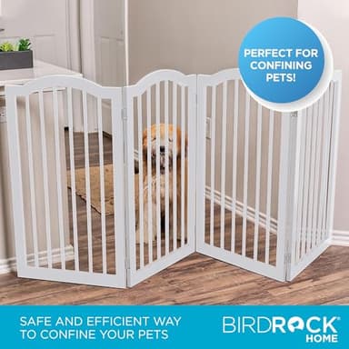 INTERNET'S BEST Arched Top Dog Gate | 4 Panel, 36" H Wooden Pet Barrier for Dogs or Cats | Freestanding Folding Room Divider for Doorways, Hallways, Stairs, and Porch | Portable, Extra Wide | White - Image 5