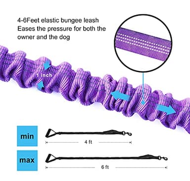 LEADSOM 6FT Highly Reflective Heavy Duty Elastic Bungee Medium and Large Dog Leash Shock Absorbing with Comfortable Padded Handle and Traffic Handle Suitable for Training - Image 5