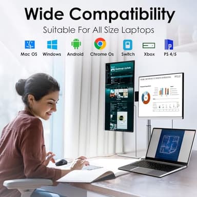 Redalf Laptop Screen Extender, 15.6" Portable Triple Monitor for Laptop,IPS Ultra-Thin Zero Frame Monitor Built-in Speakers Compatible with Mac, Windows, Chrome, Fits Laptops - Image 6