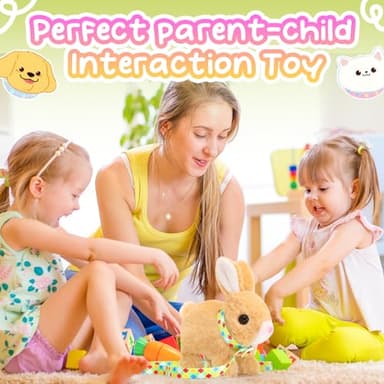 Tagitary Plush Toys Bunny Electronic Toy with Sounds,Wiggling Ears,Hopping,Twitching Mouth and Nose, Interactive Rabbit Toy for Kids with Leash,Easter Birthday Gift for Toddlers Kids - Image 7