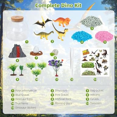 Dinosaur Light Up Terrarium for Boys – DIY Prehistoric Garden with LED | STEM Toy & Craft Gift for Kids Ages 4-8, Perfect for Birthday or Christmas - Image 6