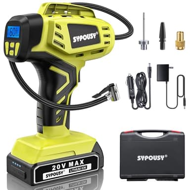 Cordless Tire Inflator Air Compressor, Portable Air Tire Pump,Faster Tire Inflator with 20V Rechargeable Battery,Dual Power Supply Modes,Air Pump for Car Tires,E-Bike etc. (Apple Green 2) - Image 1