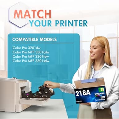 218A Toner Cartridges 4 Pack with Chip 218X 3201dw 3301fdw Compatible Replacement for HP 218A 218X Color Laserjet Pro MFP 3301cdw 3301sdw Pro 3201dw Series Printer High Yield W2180A Ink Set (B/C/Y/M) - Image 2