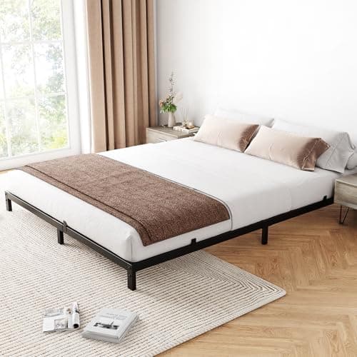 GAOMON 6 Inch Queen Bed Frame, Low Profile Queen Metal Platform Bed Frame Support Mattress Foundation, Noise Free, Easy Assembly, Black - Image 1