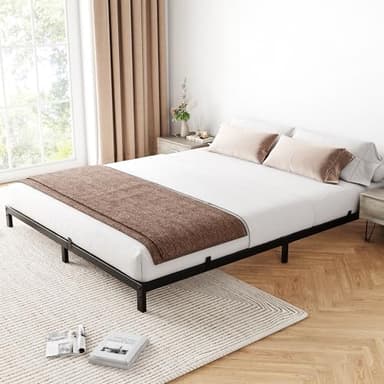 GAOMON 6 Inch Queen Bed Frame, Low Profile Queen Metal Platform Bed Frame Support Mattress Foundation, Noise Free, Easy Assembly, Black - Image 1