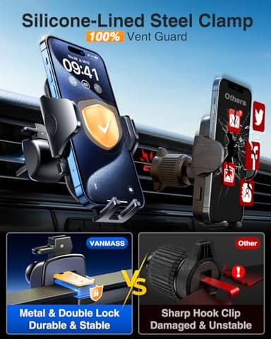 VANMASS Car Phone Holder 2025 Military-Grade Phone Holder for Your Car Windshield Dashboard【 65 Lbs Strongest Suction】【Patent & Safety Certs】 Universal Cell Phone Car Mount for iPhone Samsung Android - Image 6