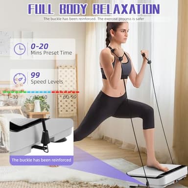 Vibration Plate Exercise Machine | with Bluetooth for Lymphatic Drainage | 400lbs Capacity with 9 Preset Modes & 99 Speed | Home Gym Equipment for Whole Body Vibrating Workout | Weight Loss & Toning - Image 4