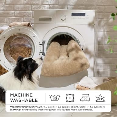 Bedsure Washable XL Dog Bed for Crate for Extra Large Dogs, Comfort Fluffy Plush Pet Pillow Bed Kennel Pad with Non-Slip Bottom, Machine Washable Pet Sleeping Mat, 41"x27", Brown - Image 4