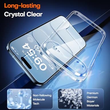 TAURI for iPhone Air Case, Full Camera Protection with Screen Protector, Anti-Yellowing Military-Grade Protection Shockproof Slim Phone Case for iPhone 17 Air 6.5 inch, Clear - Image 3