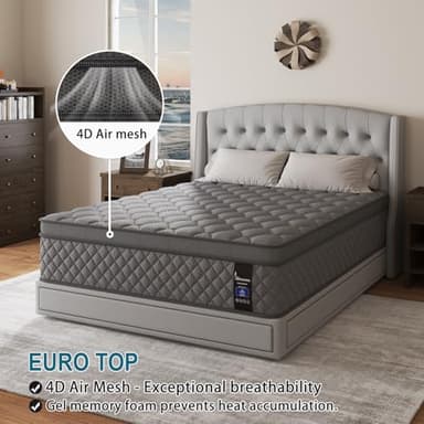 VISCOUNTESS Queen Mattress, 12 Inch Hybrid Mattresses Grey, Euro Top Medium Firm for Back & Lumbar Support, 100 Night Trial, Individual Pocket Spring for Motion Isolation & Pressure Relief - Image 9
