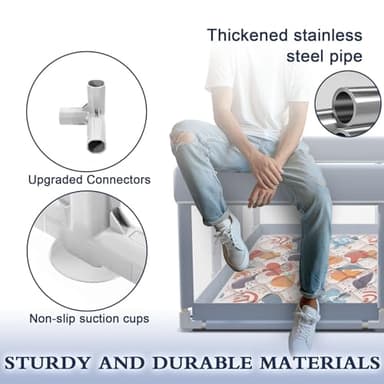 XVISHX 65 x 50 Inch Baby Playpen with Mat, Playpen for Babies and Toddlers, Baby Play Pen Playard for Indoor & Outdoor Active Center Game Fence, Skin-Friendly Fabric and Soft Breathable Mesh, Grey - Image 4