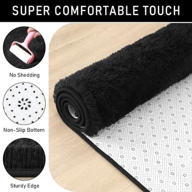 LOCHAS Ultra Soft Indoor Modern Area Rugs 9x12, Fluffy Living Room Carpets for Children Bedroom Home Decor Nursery Rug, Black - Image 5