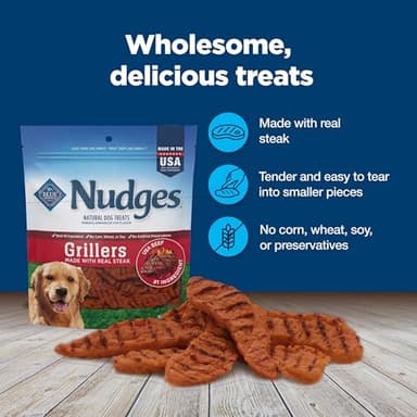 Blue Buffalo Nudges Grillers Natural Dog Treats, Made in the USA with Real Steak, 16-oz Bag - Image 7