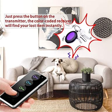 Reyke Key Finder, 80dB+ RF Item Locator Tags with 131ft. Working Range, Wireless Remote Tracker for Wallet, Phone, Glasses, Pet, 1 RF Transmitter & 4 Receivers - Image 3