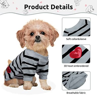 Preferhouse Pet Dog Striped T-Shirt Dogs Cats Cotton Vest Spring Summer Pet Apparel Tee Shirt Suitable for Small and Medium Large Pets French Bulldog Bichon - Image 2