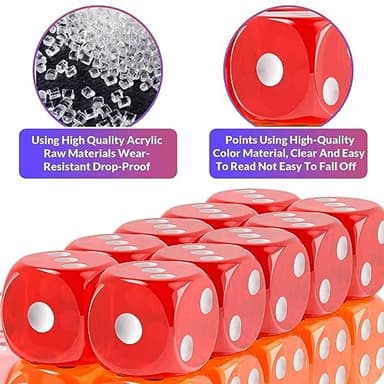 Rerdeim 110 Pieces Dice Set, Colored Game Bulk Dices, Colorful Dices, 6 Sided Dice for Classroom Teaching, Board Game, Playing, Rolling, Small Six Sided 11 Color Red, Yellow, Blue, Green and More - Image 6