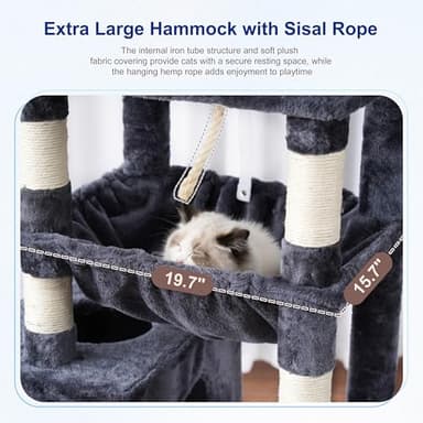Gitelsnour Cat Tree, Cat Tower for Large Cats with 2 Big Platforms, 2 Baskets, condo and Toys, 63" Cat Scratching Posts for Indoor Cats, Smoky Gray GCT020G - Image 2