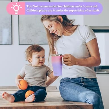 Sursip 24 oz Tumbler with Handle and Straw Lid, Double Wall Vacuum Stainless Steel Insulated Coffee Cup with 2 Lids, For Cold/Hot Drinks, Leak Proof, BPA-Free, Dishwasher Safe(Navy-1 Pack) - Image 6