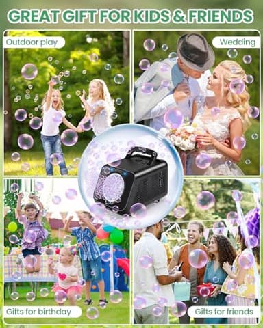 Bubble Machine Automatic Bubble Blower for Kids: Battery Operated Bubble Maker for Toddlers 1-3 | 20000+ Bubbles Per Min Contain 6 AA Battery | Outdoor Toys for Parties Birthday Wedding - Image 6