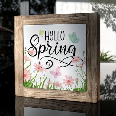Spring Decor, Wooden Box Signs for Home Decor, Hello Spring Sign, Welcome Sign, Rustic Front Door Decor, Wall Decor Art, Spring Welcome Sign, Wood Door Hanger, Farmhouse Home Hanging Decor - Image 3