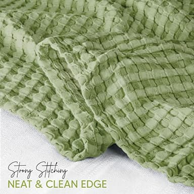 Utopia Bedding Sage Green 100% Cotton Waffle Blanket 300 GSM [King - 90x108 Inch] Soft Lightweight Breathable Bed Blanket for All Season - Image 5