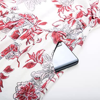 GRACE KARIN Women Strapless Casual Loose Ruched Long Maxi Dress with Pockets Floral Pink - Image 5