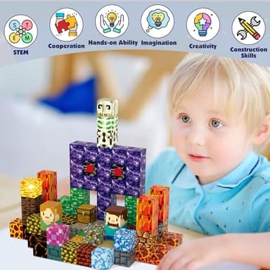 AIDYVOI Magnetic Blocks Building Toys Set, Magnetic Building Blocks STEM Construction Toys, 3D Sword Light Up Magnet Cubes Montessori Sensory Stacking Toy for Toddlers Age 3 4 5 6 7 8 - Image 4