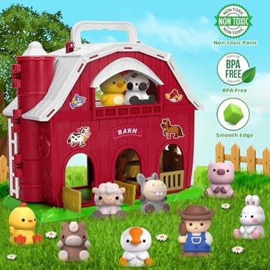 KMUYSL Toys for 1 2 3 Years Old Boys Girls, Big Red Barn Farm Animal Playset for Boys Girls, Learning Montessori Toys, Christmas Birthday Easter Gift for Baby Kids Toddlers Age 12-18 Months - Image 3