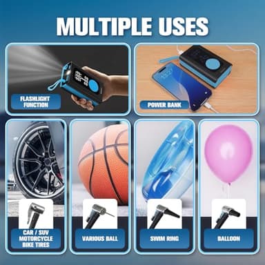 Koract Tire Inflator Portable Air Compressor for Car Tires - 150PSI Cordless Air Pump with Pressure Gauge, LED Light & Auto Shutoff - Fast Pump for Motorcycle, Bike, Balls, Sports Equipment - Image 5